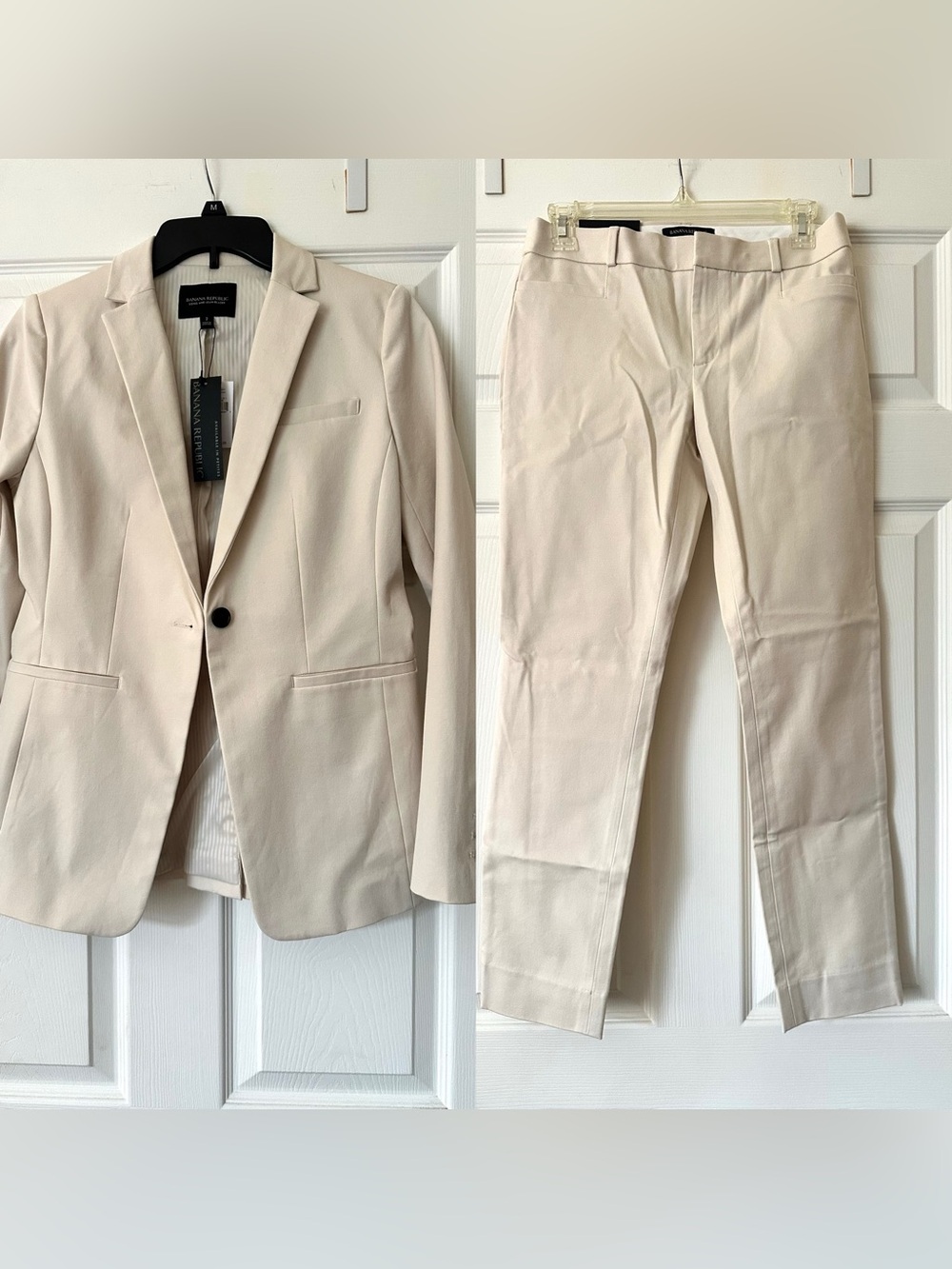 NWT Size 2 Banana Republic Light Beige Tailored Blazer & Ankle Pants Set